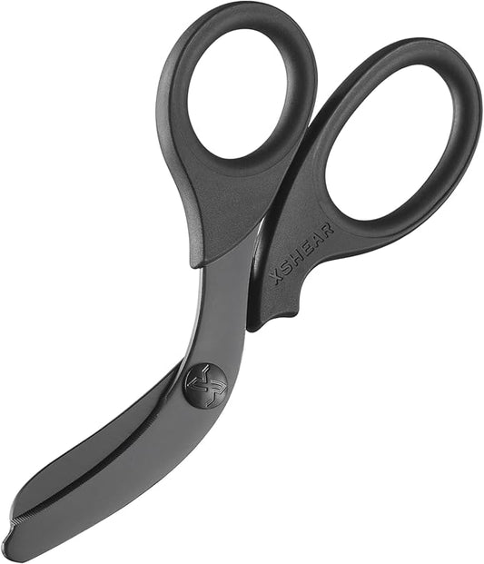XSHEAR짰 7.5??Black Titanium Coated Extreme Duty Trauma Shears. Tough and Durable Medical Scissors for the Paramedic, EMT, Nurse or any Emergency Healthcare Provider