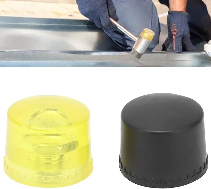 4 PCS Replacement Mallet Face, Yellow Black Plastic Replacement Mallet Heads, Replacements Ends for Dead Blow Hammer (Φ40mm)