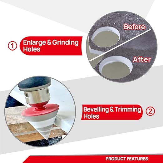 DT-DIATOOL Diamond Beveling Chamfer Bit 1 Inch with Hex Shank for Tile Porcelain Ceramic Granite Marble Existing Holes Enlarging Polishing Shaping Trimming Repairing