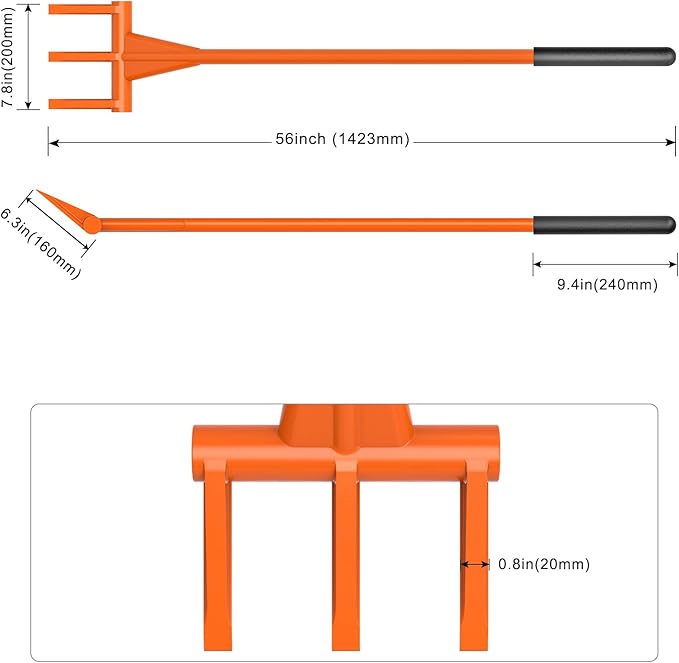 Dolibest 56'' Demo Bar, Heavy Duty 3-Tine Wrecking Bar with Ergonomic Handle for Efficient Wooden Demolition and Renovation, All-Steel Construction