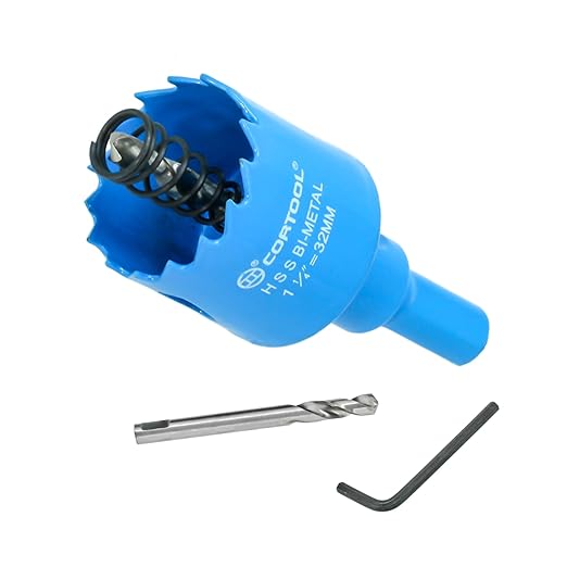 1-1/4 Inch Hole Saw with Arbor for Metal and Wood Cutting, Bi-Metal Hole Cutter, 1-1/4" Hole Saw Kit for Drywall, Wood, PVC Boards, Fiberglass and Vent Pipes