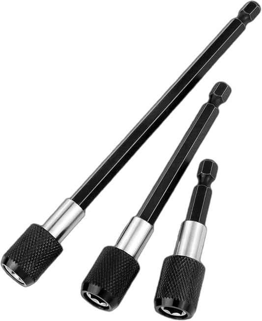 3 PCS 1/4 Inch Hex Shank Quick Release Magnetic Screwdriver Bit Holder Extension Rod Batch Head Tool 60/100/150mm Connecting Rod