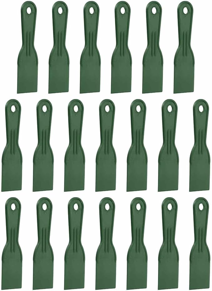 HARFINGTON 20pcs Putty Knife Scraper 2" Width Flexible Plastic Putty Knife Paint Scraper Tool for Taping Drywall Spreading Painting Wall Scratching Dark Green