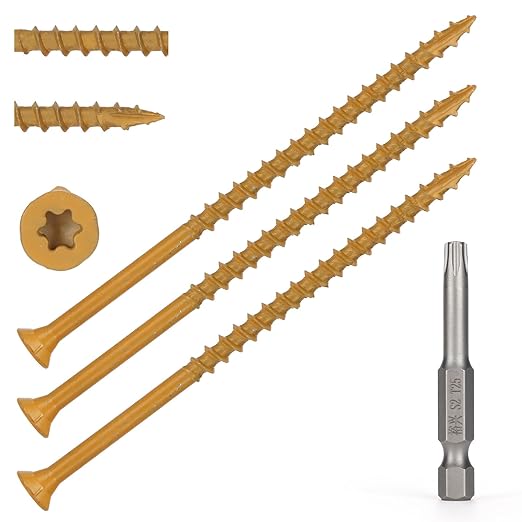Wood Screws #10 x 4?쇺? T25 Star Torx Drive Flat Head Deck Screws, Tan, 52Pcs (1lb)