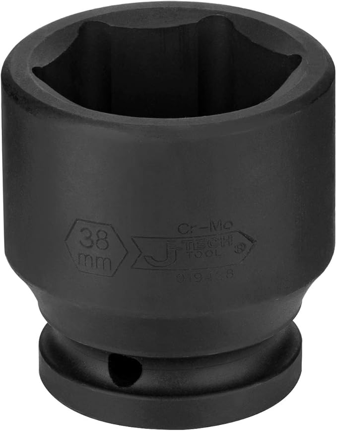 Jetech 3/4 Inch Drive 38mm Standard Impact Socket, Made with Chrome Molybdenum Alloy Steel, Heat Treated, 6-Point Design, Metric