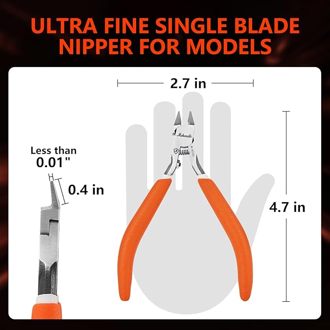 Model Nippers 4.7" Ultra Thin Single Blade Gundam Nippers, Sprue Cutter Hobby Nippers, Model Kit Nippers for Plastic Gunpla Model Building Gift Box with Protective Cover & Spring