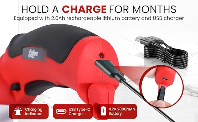 Sellere Electric Cutter for Cardboard & Carpet - Cordless Electric Scissors for Fabric - Carrying Case Included - Box Cutter Electric - 4.2V & 2000mAh - Low Noise & Low Vibration