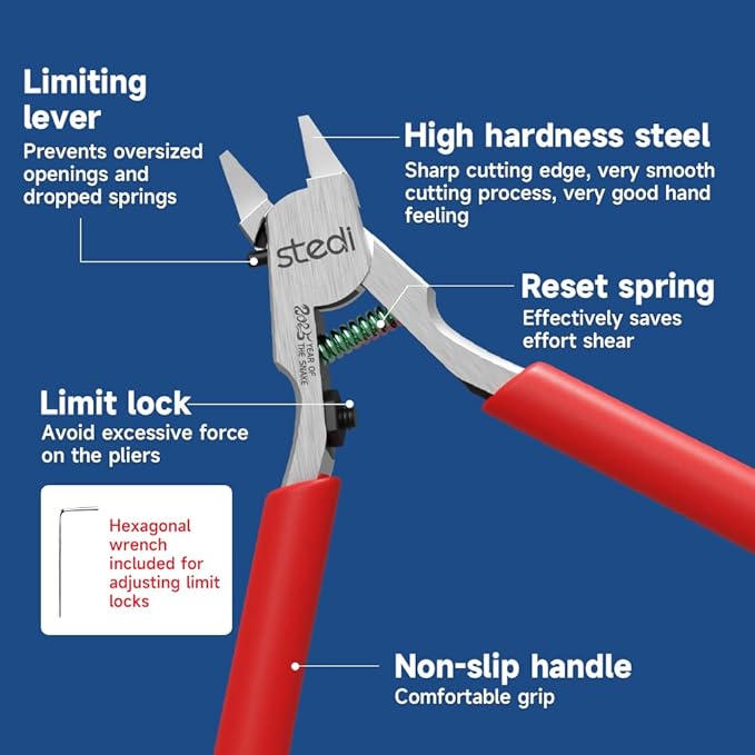 stedi Ultimate Model Nippers 5-Inch,Ultra-thin Single-edge with Protective Case, Sprue Cutter for Gundam Repairing Plastic Model and Fixing, for Gunpla Model, Red