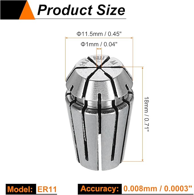 HARFINGTON Spring Collet Chuck ER11 1mm 65Mn Spring Steel Precision Router Collets for CNC Engraving Milling Lathe Tool