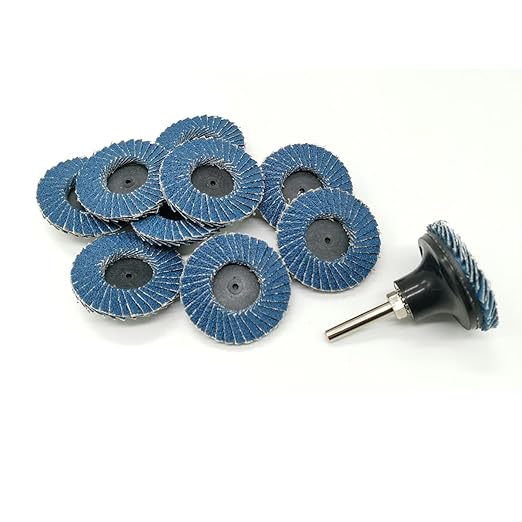 24 Pcs 2 inch Roll Lock Flap Discs with 1/4" Holder Die Grinder Accessories T27 Zirconia Flat 36 Grit Grinding Wheels for Surface Prep(36 Grit)