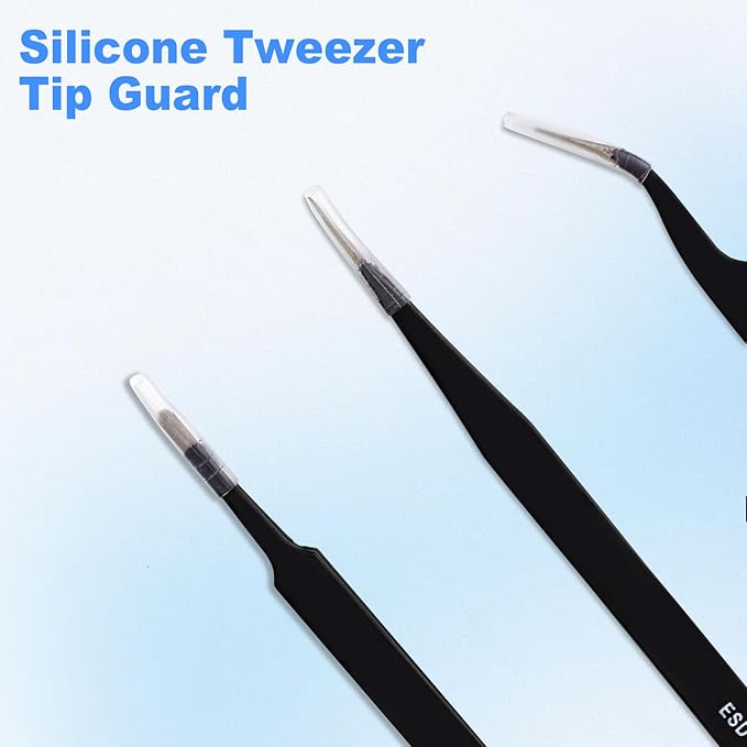 3Pcs Precision Tweezers Set,Upgraded Anti-Static Stainless Steel Tweezers, for Electronics Repair, Model Building, Soldering, Laboratory Work, Craft Essentials