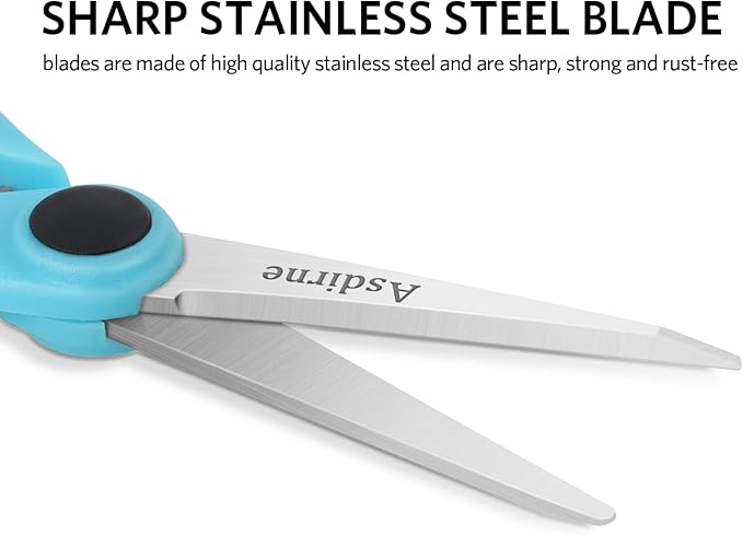 5??Detail Scissors, Embroidery Scissors with Sharp Stainless Steel Blade and Soft Handles, Great for Sewing, Craft, Office and School, 3 Pcs, Blue/Black