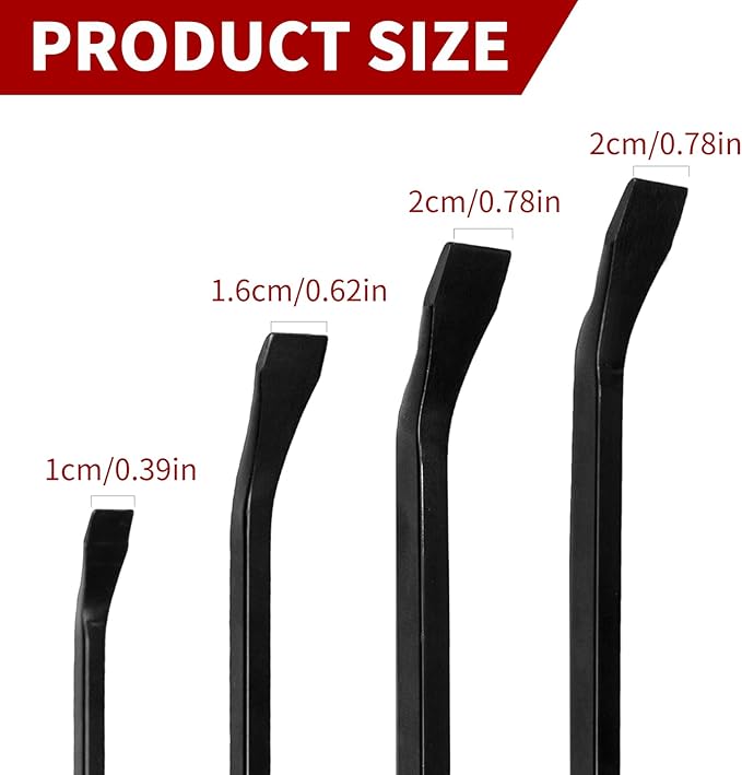 WISEUP 4-Piece Pry Bar Set竊?",12",18",24" Heavy Duty Crowbar with Thicker Strike Caps for Prying竊똃emolition竊똀utomotive Mechanic Hand Tools