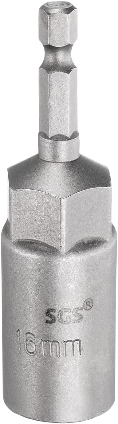 HARFINGTON Nut Driver Drill Bit 16mm Metric Socket 1/4" Hex Shank 3.15" (80mm) Long 6-Point Sockets Quick Change CR-V Steel Bolt Setters for Power Drill Drivers