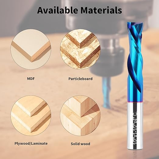 Spiral Router Bits Up Down Compression Bit 1/2 inch Cutting Diameter with Nano Blue Coated, 1/2 inch Shank Solid Carbide CNC End Mill for Wood Carving Engraver Milling Cutters (Extra Long 4??