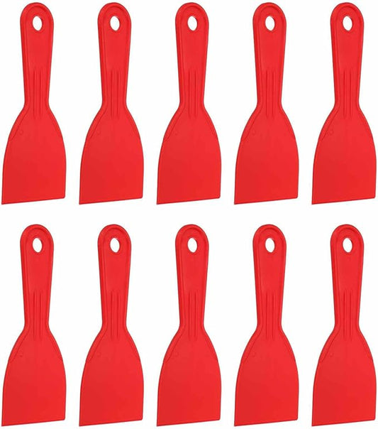 HARFINGTON 10pcs Putty Knife Scraper 3" Width Flexible Plastic Putty Knife Paint Scraper Tool for Taping Drywall Spreading Painting Wall Scratching Red