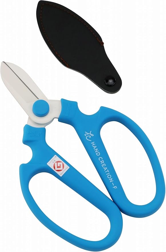 Japanese Florist Scissors ??Professional Ultra Sharp Flower Shears Made in JAPAN for Floral Design & Gardening SAKAGEN HAND CREATION F-170 (Light Blue)