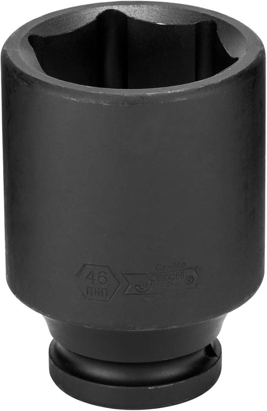 Jetech 3/4-Inch Drive 46mm Deep Impact Socket with 6-Point Design, Heat-Treated Chrome Molybdenum Alloy Steel, Metric