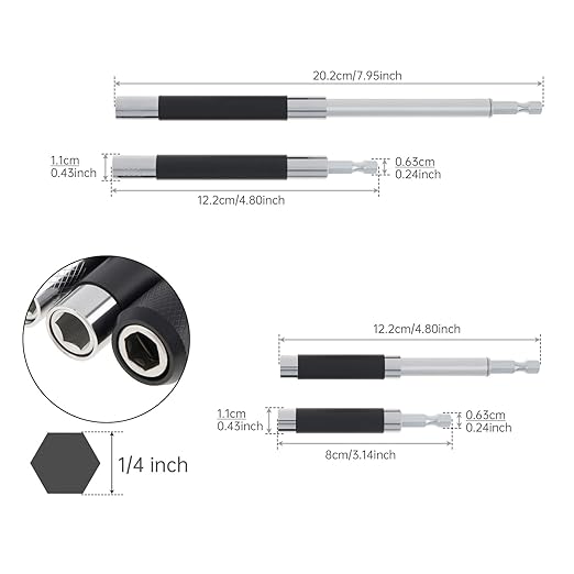 ChgImposs Drill Bit Holder Scalable 5PCS/Set, 3.15"/4.72"(80/120mm) Magnetic Drill Bit Extension, Adjustable Magnetic Screwdriver Bit Holders 1/4" Hex, Drill Extension Bit Holder
