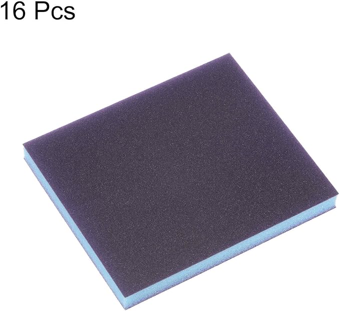 HARFINGTON 16pcs Superfine Sanding Sponge Blocks 800-1000 Grit Foam Sanding Block Pad for Polishing Kitchen Metal Wood Drywall, 120x100x12mm, Purple