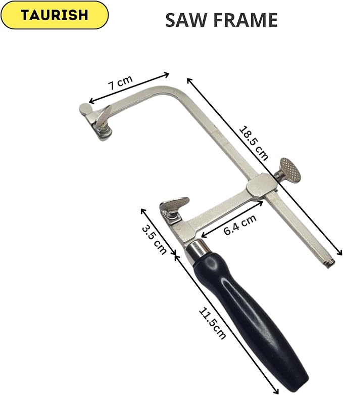 German Style Jeweler's Saw Frame with 144 Assorted Blades - Adjustable for Woodworking, Jewelry Making, Craft & Hobby Use