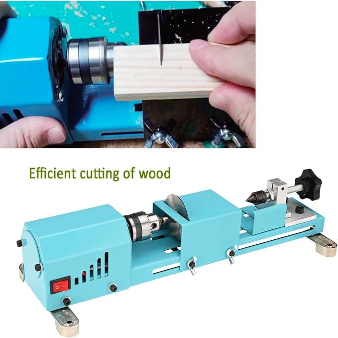 Wood Lathe Mini Lathe Machine Multi-Purpose Type Lathe Milling Cutting Grinding Polishing Professional Table Top Lathe Tool Kit