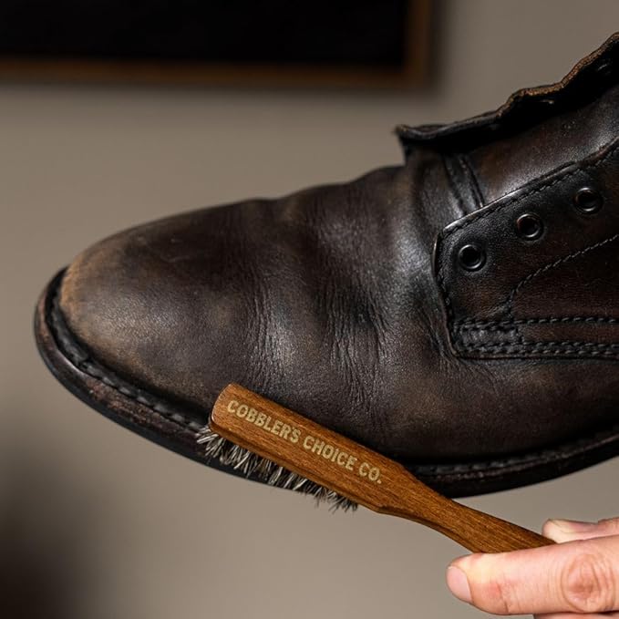 Cobbler?셲 Choice Horsehair Welt Brush Bundle for Leather Care and Restoration - Brown and Tan