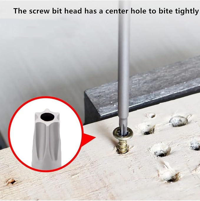 XMHF 10Pcs 75mm/3inch Long 1/4 Inch Hex Shank T15 Torx Head Magnetic Screwdriver Bits Security Tamper Proof Star 6 Point Screw Driver Set