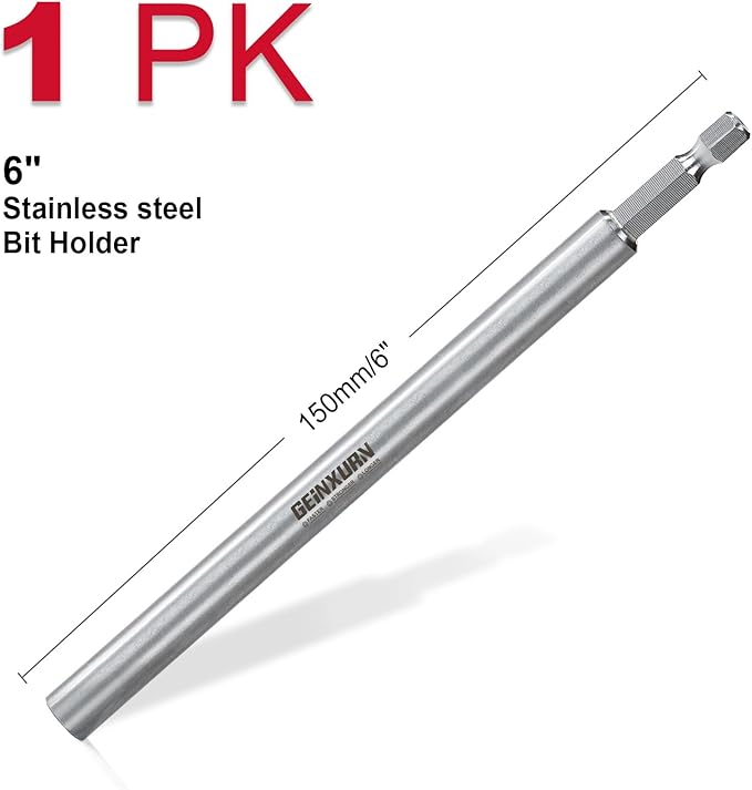 1Pc 6Inches Stainless Screwdriver Bit Holders, Extension Socket Drill Bit Magnetic Holder Hex Shank Quick-Change Drill Bit Guide