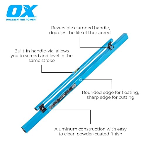 OX Tools Bundle of 3 Concrete Screeds 4' & 6' & 8' Screed | 48" Screed & 72" Screed & 96" Screed