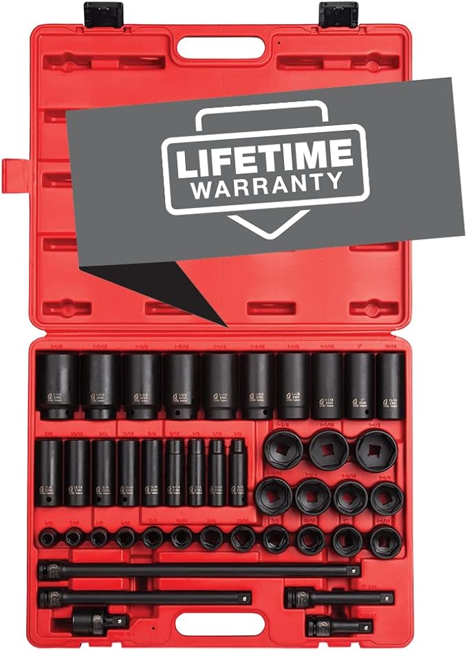 43PC 1/2" DR AE IMP SOCKET SET, Black