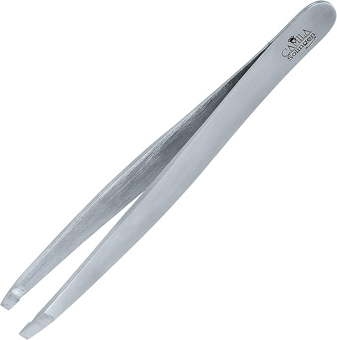 CS26 4" Professional Surgical Grade Stainless Steel Precision Tip Eyebrow Tweezers for Facial Hair Shaping & Removal. Beauty Tool for Men/Women. Made in Solingen Germany (Straight)
