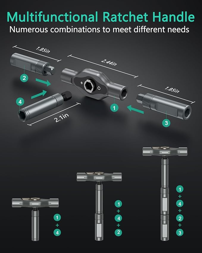ORIA Magnetic Screwdriver Set, 34 in 1 Ratchet Screwdriver Set, Portable Precision Tool Kit with DIY T Handle, 32 Color-Coded Precision Bits for DIY Furniture Computer Bicycle