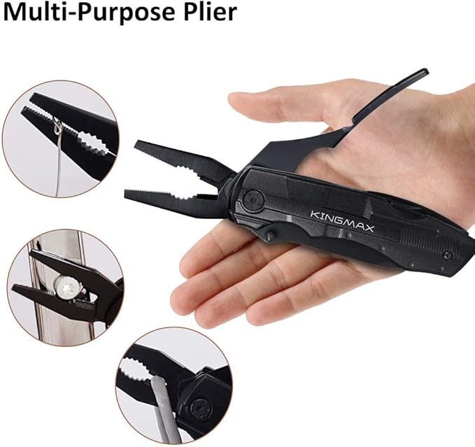 KINGMAX Pocket Knife,Multitool Tactical Knife with Blade,Saw, Plier, Screwdriver, Bottle Opener,Folding Knife Built with Full Stainless Steel,Perfect Tool for Men,Camping,Emergency,Outdoor,Daily Use.