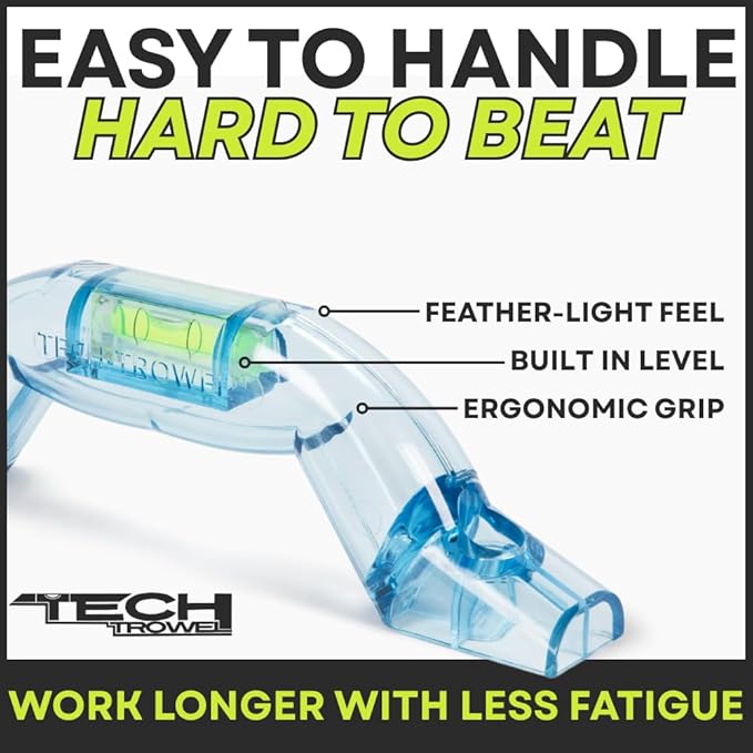 Tech Trowel Concrete Trowel Handle Clear Polycarbonate Handle with Built-in Level, USA Patented Concrete Finishing Tool for Flat and Sloped Surfaces