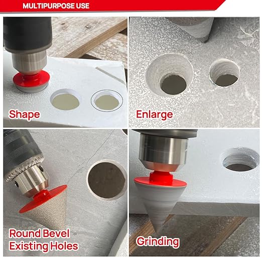 DT-DIATOOL Diamond Beveling Chamfer Bit 1 Inch with Hex Shank for Tile Porcelain Ceramic Granite Marble Existing Holes Enlarging Polishing Shaping Trimming Repairing