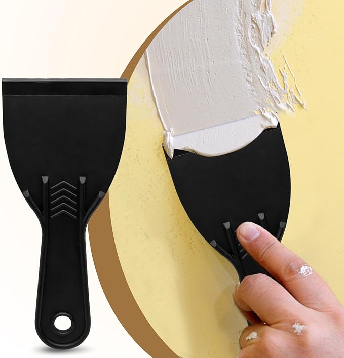 6pcs Flexible Plastic Putty Knife Set - 3 Inch Wide Scraper for Wall Repair, Spackling, Drywall Taping & Painting Projects (Black)
