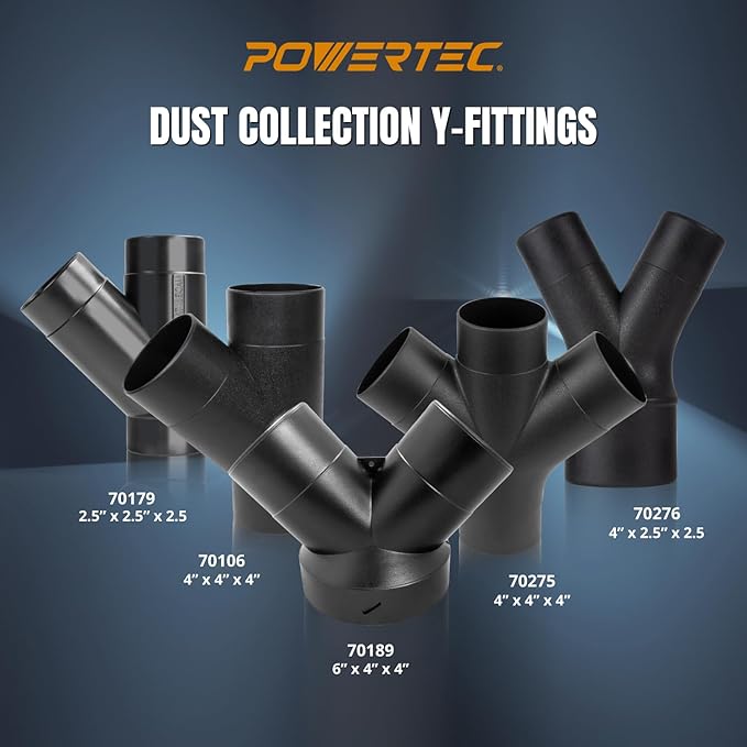 POWERTEC 70276 4-Inch to 2-1/2-Inch Dust Collection Splitter Fitting
