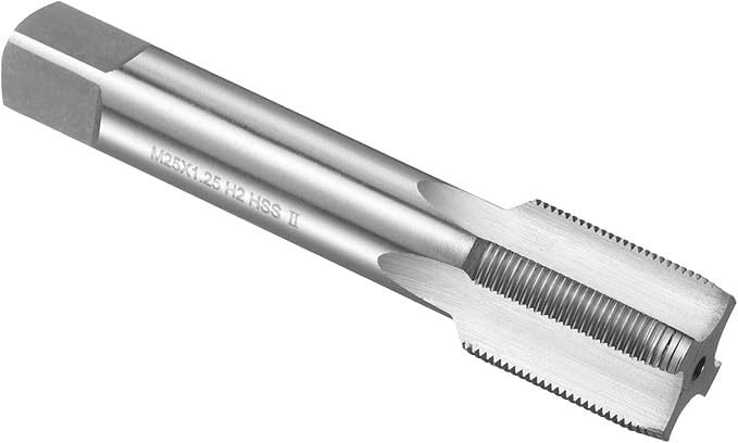 uxcell Hand Plug Tap M25 x 1.25 H2 Metric Thread Plug Style Taps Straight Flute Screw Tapping Threading Tool High Speed Steel HSS6542