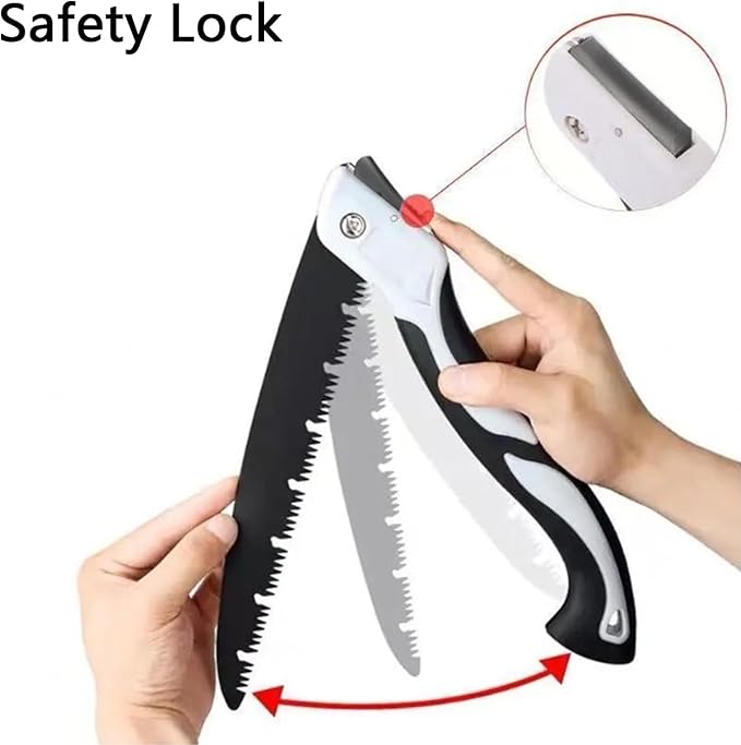 8 Inch Folding Saw, Pruning Hand Saw for Wood Cutting, Garden Pruner with SK5 Curved Blade, Triple- Cut Razor Teeth, Foldable Handsaw for Tree Trimming, Camping, Gardening and Carpentry