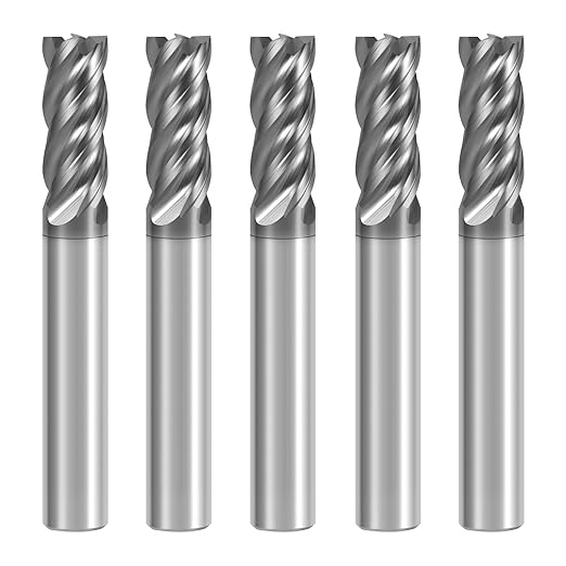 5PCS Carbide End Mill Set 1/4??HRC70 4 Flute Square Nose CNC Milling Bits, Carbide Rod from GESAC, for TC4/18 Titanium Alloy, 1.4848/1.4837 Steel, Stainless Steel, High Temperature Alloy