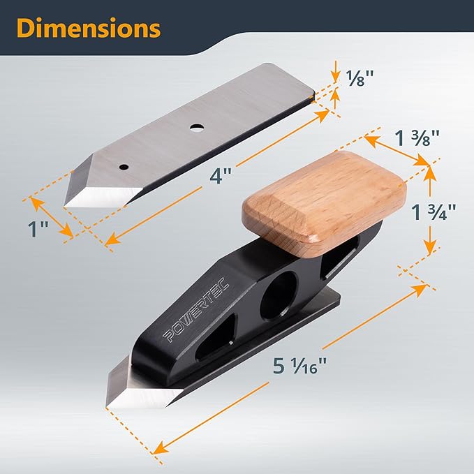 POWERTEC Chisel Plane with Spear Point Blade – Compact Edge Trimming Tool for Woodworking, Plug Trimming, Corner and Joinery Cleanup – Includes Wrench (72163)