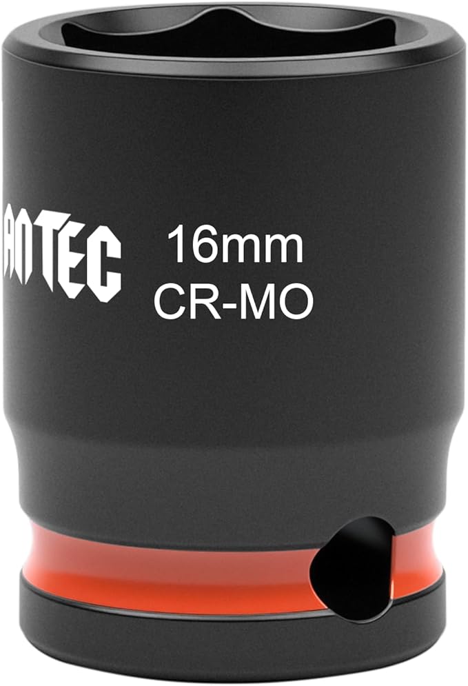 6-Point Shallow Impact Socket, 3/8-Inch Drive 16mm Socket, Cr-Mo,Automotive, Truck Maintenance, Heavy Equipment Repair