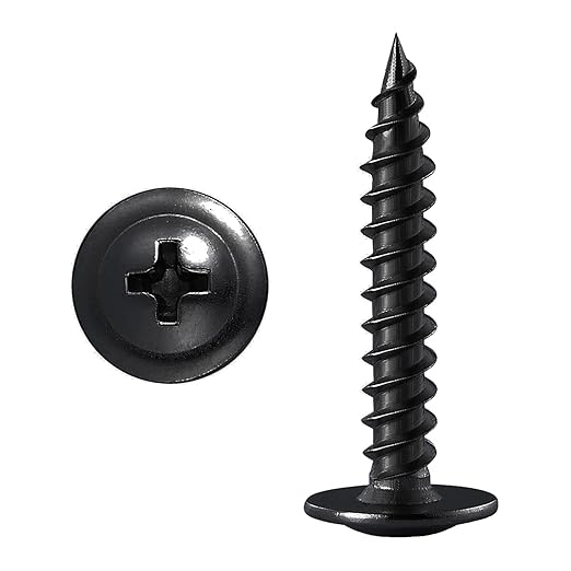 (200 pcs) Wensilon #10횞1-1/4" Black Phillips Truss Head Wood Screws Quick Metal Self Tapping
