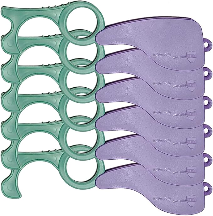No-Touch Door Opener, Button Pusher Safe Touch Key, Hands Protection, Touchless Tool with MicrobeFENCE Technology, 6Pack Purple