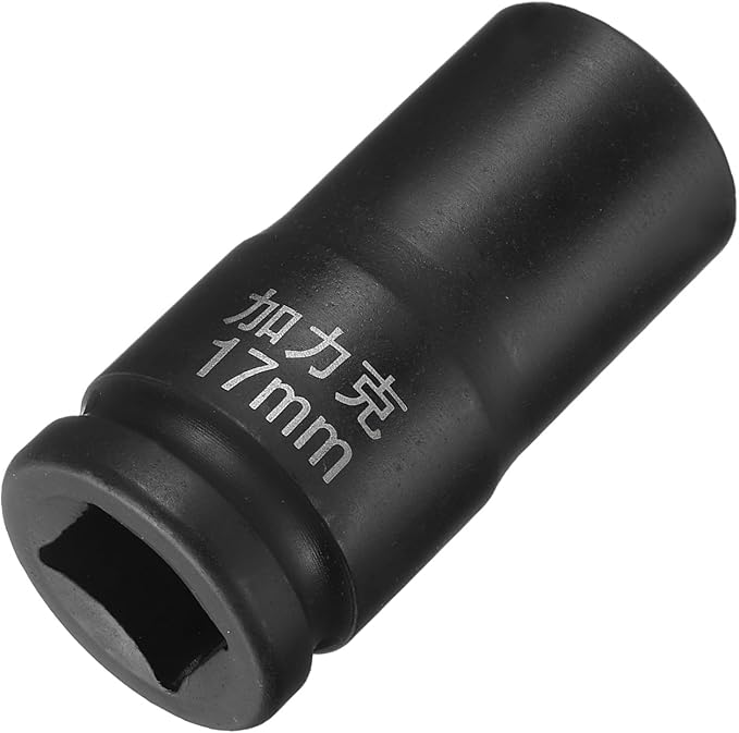 HARFINGTON 4 Point Square Socket 3/4" Drive by 17mm Metric Square Impact Socket 40CR Blackening Standard Wheel Sockets Pneumatic Socket Tool for Auto Repair Mechanical Maintenance Home Use