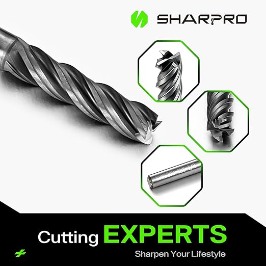 SHAPPRO 1/8 Inch Shank Carbide Square End Mill, 4 Flute CNC End Mills, Heat-Resistant Metal Endmill Suitable Alloy Steel, Stainless Steel, Various Cast Iron