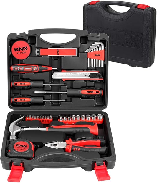 DNA MOTORING Red 46 PCs Home Tool Set Electonic Repair Precision Screwdriver Voltage Tester Hammer Plier DIY Kit (TOOLS-00011)