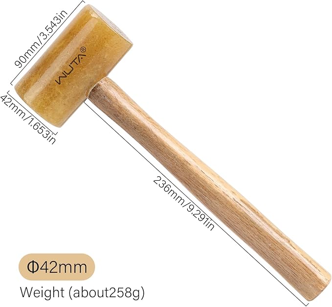 WUTA Rawhide Mallet 100% Rawhide-head Hammer for Jewelry Making Leather Craft Hammer Stamping Jewelry Leather Worker Craft Tool Good Buffering Mallet 42mm