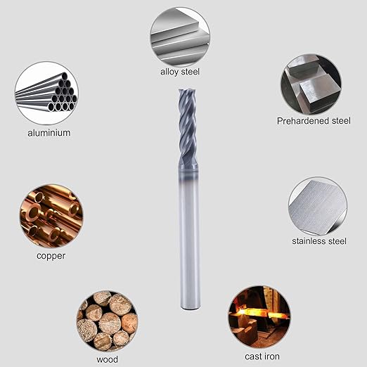 ISB 5/32?쇺?Carbide Square End Mill Bits, 4 Flute Micro Grain Carbide Mill Bits Set for Alloy Steels/Hardened Steels/Aluminum/Copper, Suitable for DIYers and Professionals, 1 Piece